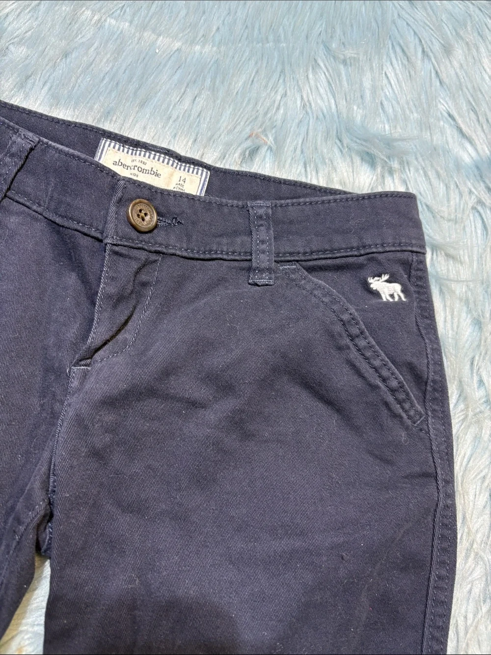 Abercrombie & Fitch Navy Rolled-Hem Chino Bermuda Shorts sz 14